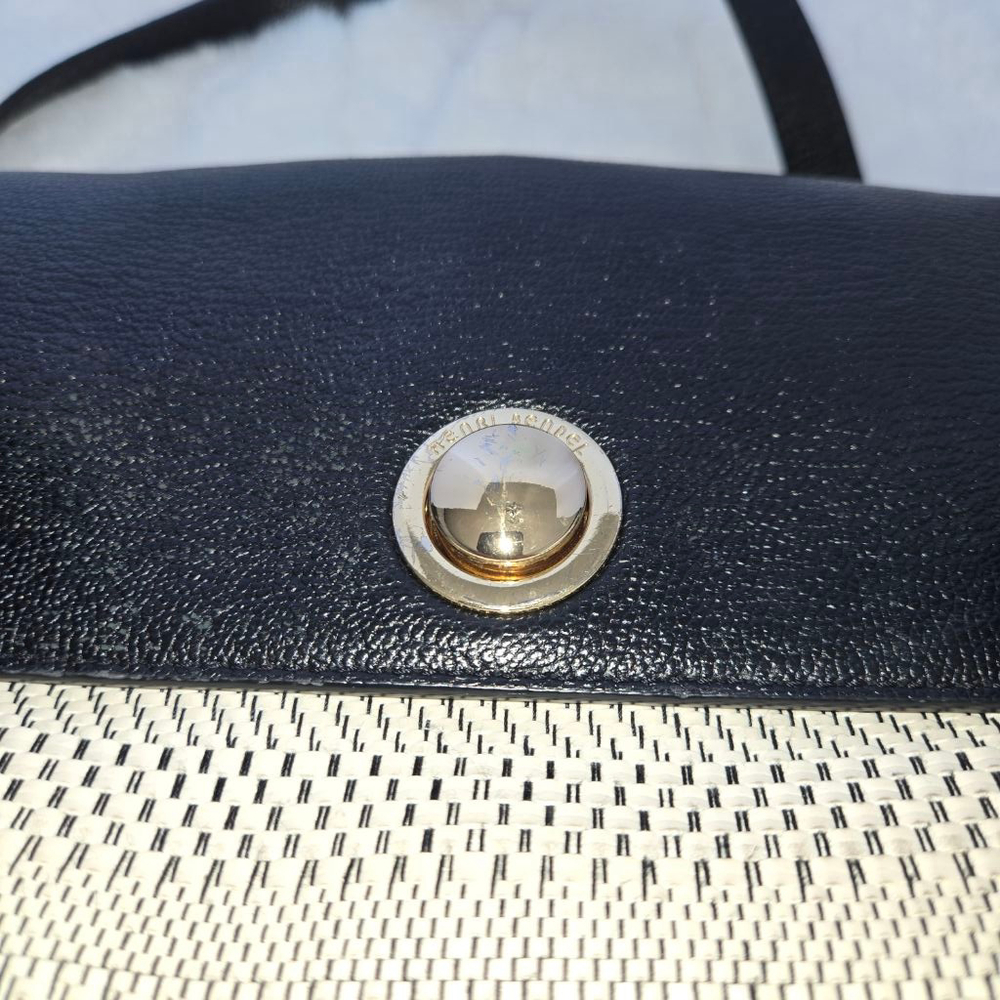 Henri Bendel Black Leather Handbag with Woven Detailing & Gold-toned hardware - Picture 9 of 15